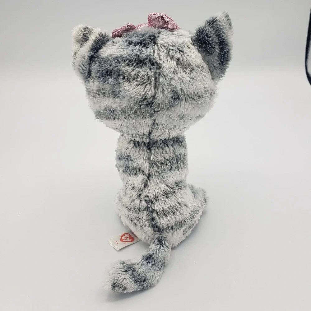 Ty Beanie Boos‎ Kiki Kitty Cat Plush Stuffed Animal Toy Gray Pink 6